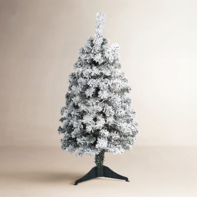 Flocked Tabletop Christmas Tree in Pot with Pine Cones