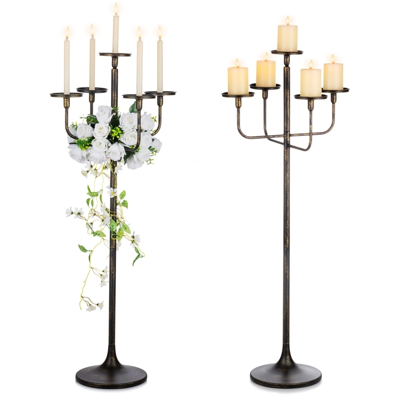 Floor Candelabra Matte Black Five Arm Curved Gothic Style