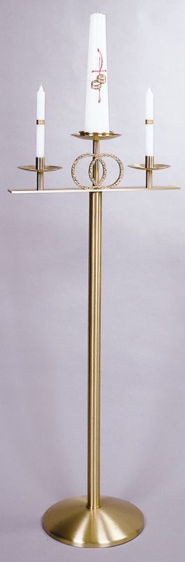 Floor Candelabra Polished Brass Three Light Scrolled Arms Elegant