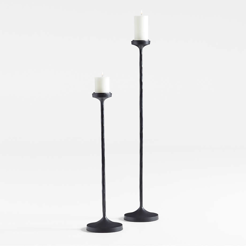 Floor Candle Holder Set Ultra Slim Black minimalist floor candle holders