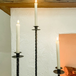 Floor Candle Holders Forged Metal Tripod Base Graduated Heights Rustic