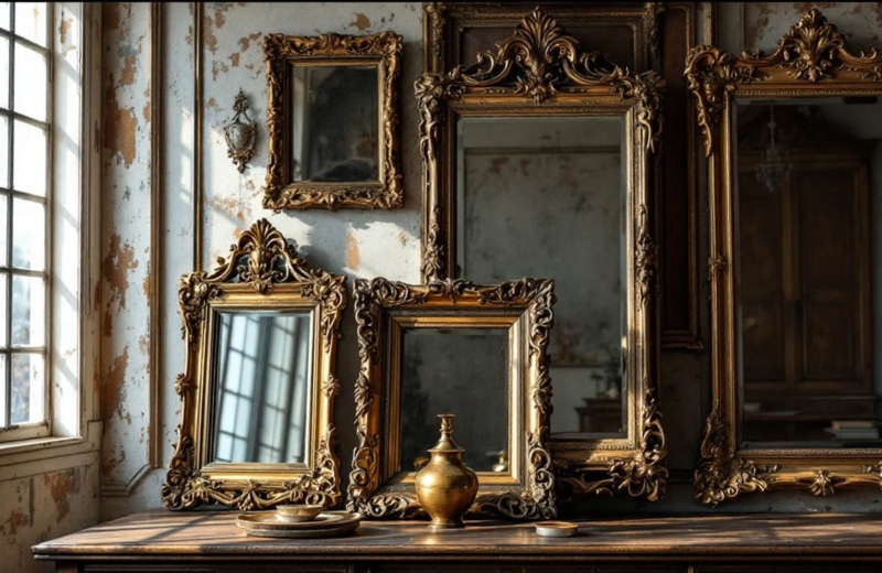 Floor Mirror Arched Silhouette Ornate Scrollwork Leaning Decor