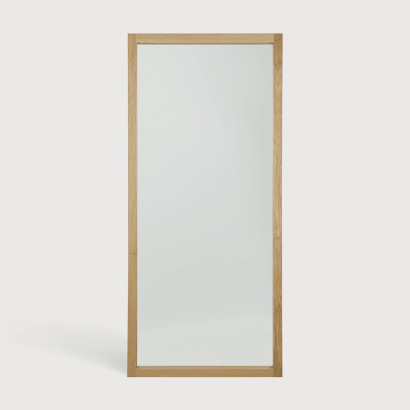 Floor Mirror featuring Slender Wood Frame in Scandinavian Leaning Style