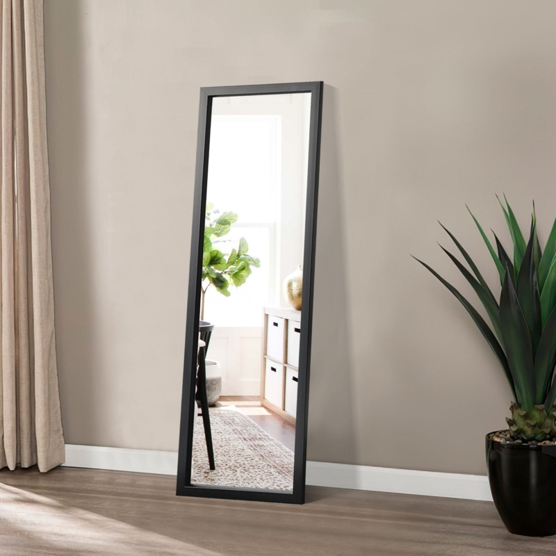 Floor Mirror in Large Scale Rectangular Slim Black Frame