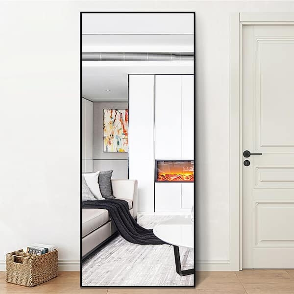 Floor Mirror, Leaning Silhouette, Slim Black Frame, Minimalist Industrial