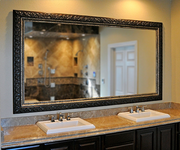 Floor Mirror Oversized Leaning Dark Wood Wide Frame Grand Entryway