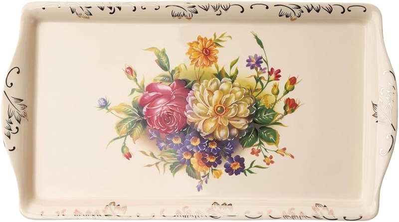 Floral Print Ceramic Serving Tray, Floral Serveware for Parties