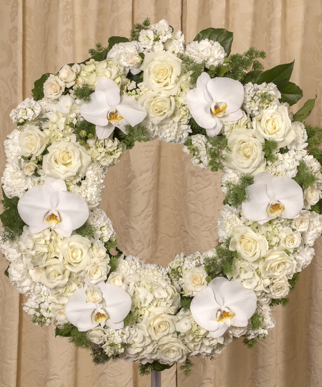 Floral Wreath: Dense Mixed Florals with Foliage Accents