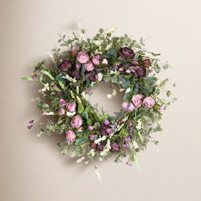 Floral Wreath, Eucalyptus and Ivory Rose Combination for Farmhouse Decor
