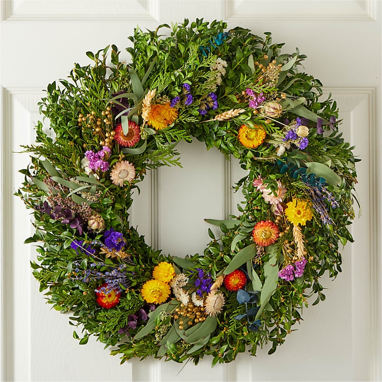 Floral Wreath Wildflower Variety Muted Pastel Cottagecore Wall Decor