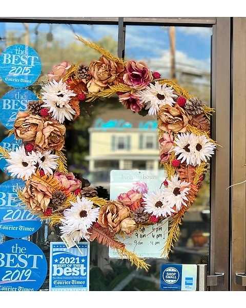 Floral Wreath with Vibrant Autumn Palette & Dense Floral Layering
