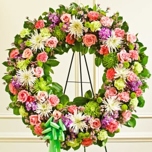 Flower Wreath Multicolor Pastel Palette Mixed Flower Varieties Dense