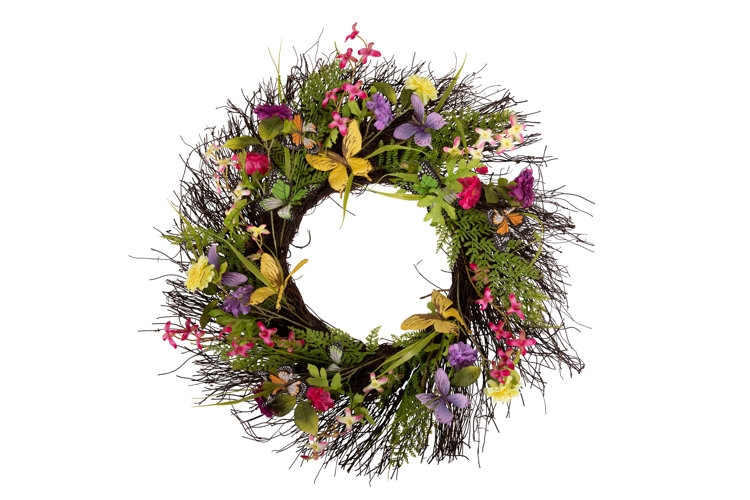 Foliage Wreath, Fine Needle Texture with Yellow-Green Berries