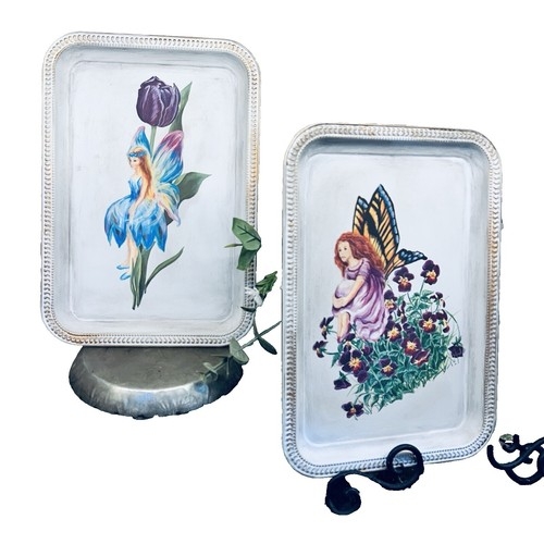 Food Safe Metal Decor Tray with Wood Base And Coral Embellishing | eBay