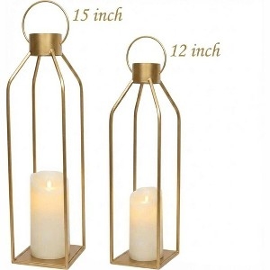 French Gold Wire Lantern Set Geometric Farmhouse Decor