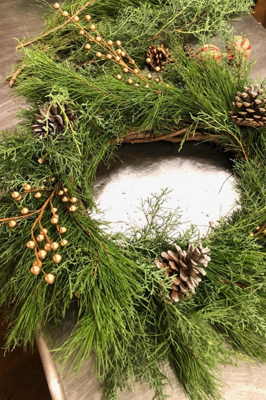 Fresh Evergreen Wreath with Dense Pine Needles for Traditional Decor