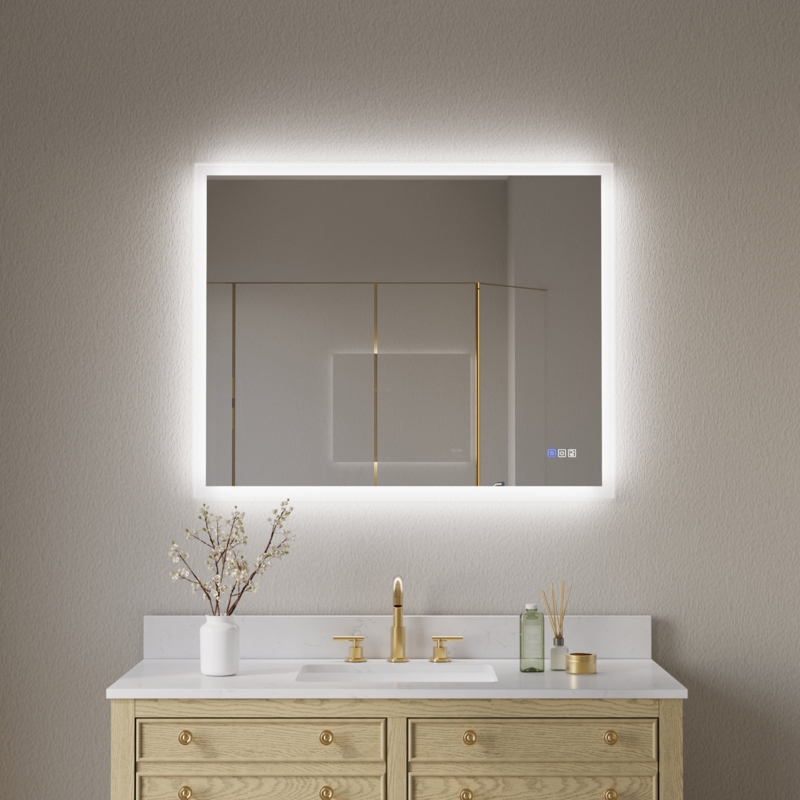 Frosted Light Border Bathroom Mirror with Smart Touch Control
