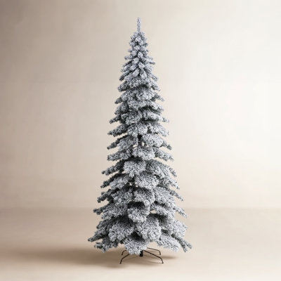 Frosted Slender Artificial Christmas Tree, Pre-Lit LED Lights
