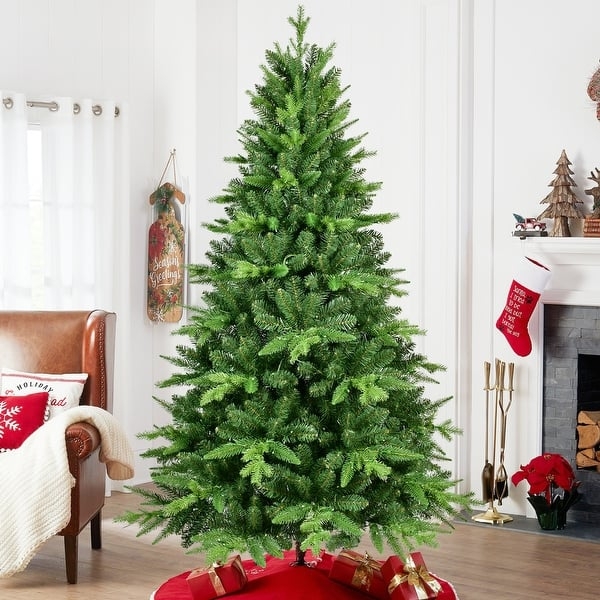 Full and Fluffy Pre-Lit Artificial Tree with Realistic PE and PVC Leaves