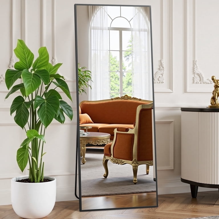 Full Body Mirror with Practical Easel Back Stand and Black Frame