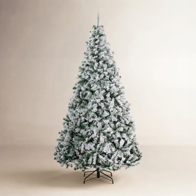 Full Heavily Flocked Artificial Christmas Tree, Warm Pre-Lit Glow
