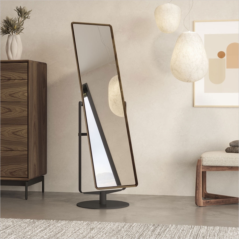 Full-Length Floor Mirror, Thick Organic Curved Frame, Sculptural Design