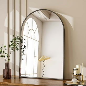 Full Length Mirror: Antique Gold Finish Ornate Crown Arched Leaning