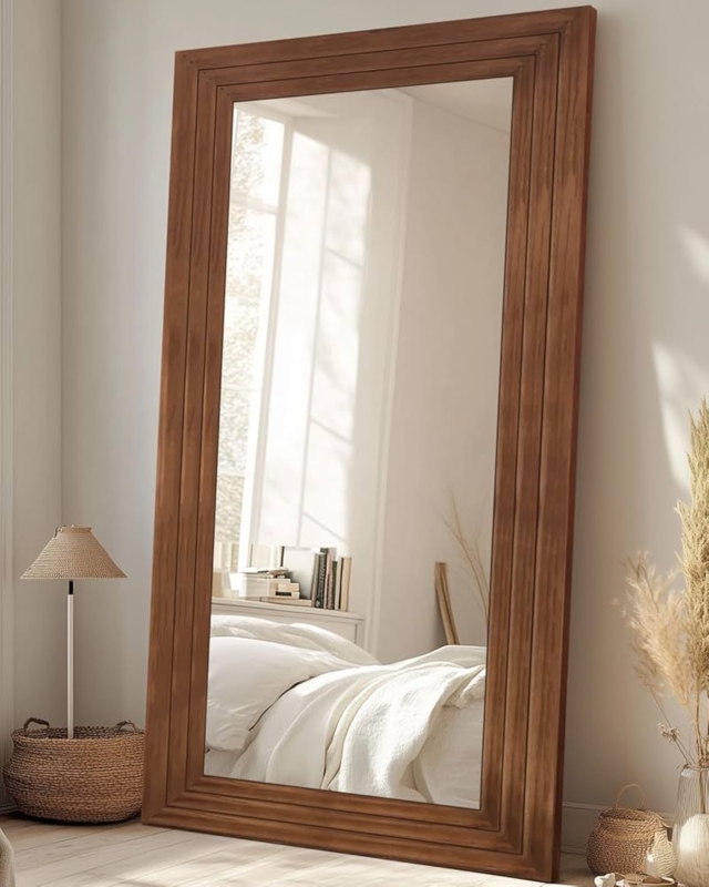 Full Length Mirror Arched Molding Ornate Wood Vintage