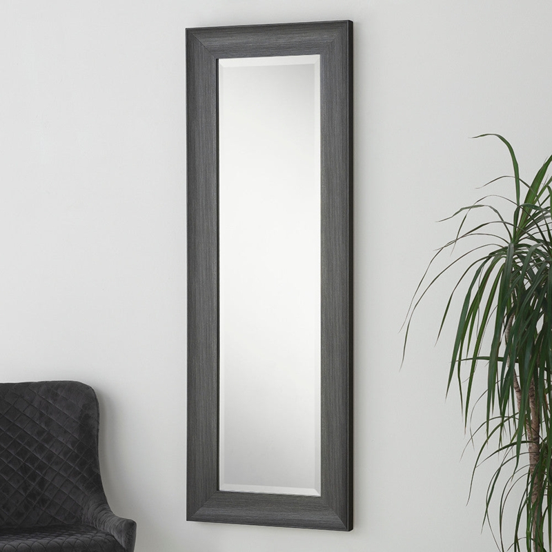 Full Length Mirror, Charcoal Wood Effect, Tall Slender