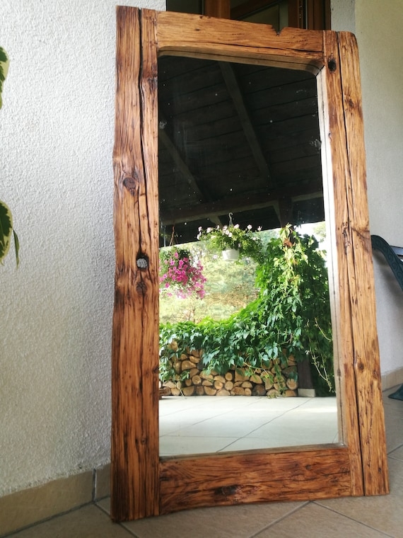 Full Length Mirror Chunky Reclaimed Wood Frame Rustic Farmhouse
