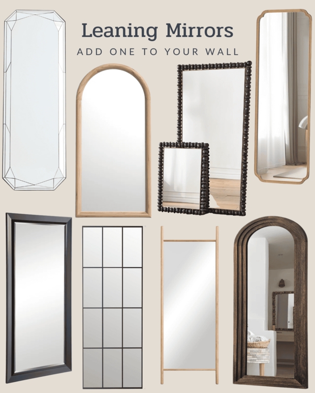 Full Length Mirror Leaning Slim Matte Black Frame Modern Minimalist