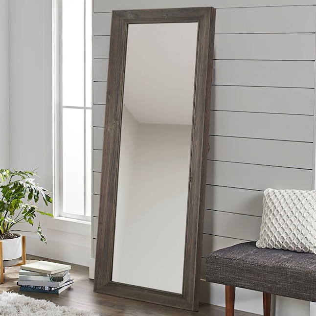 Full Length Mirror, Modern Dark Frame, Leaning Design