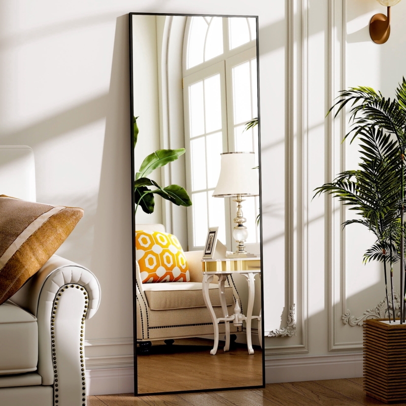 Full Length Mirror, Rounded Corners, Slim Frame, Matte Finish