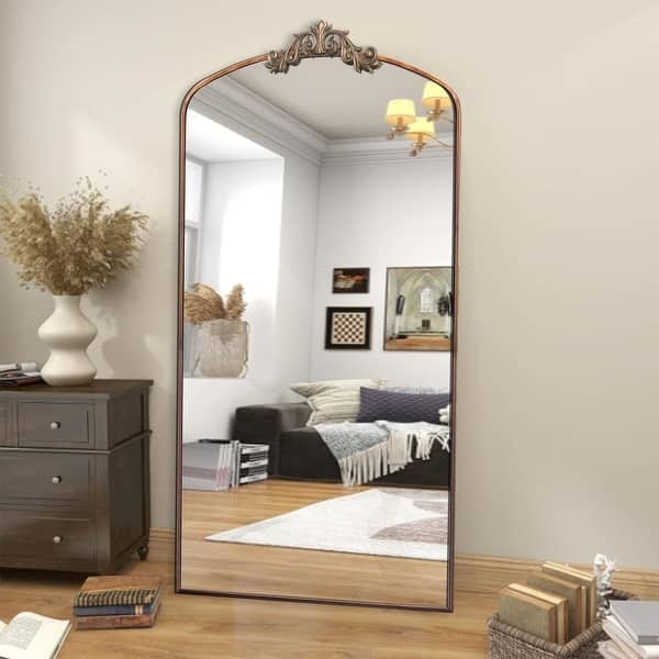Full Length Mirror with Classic Antique Arched Gold Frame