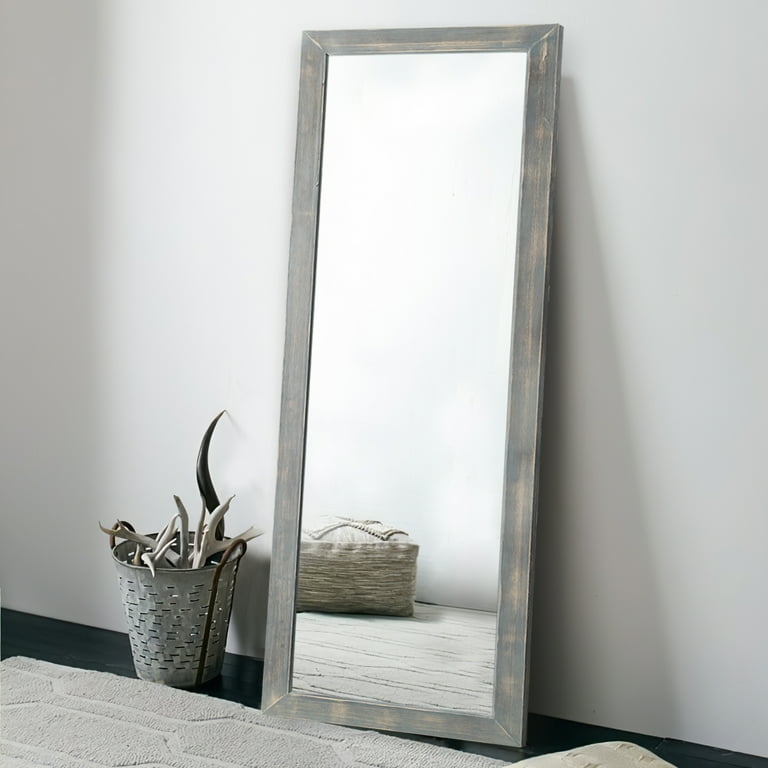 Full Length Mirror, Wood Grain Frame, Built-In Stand