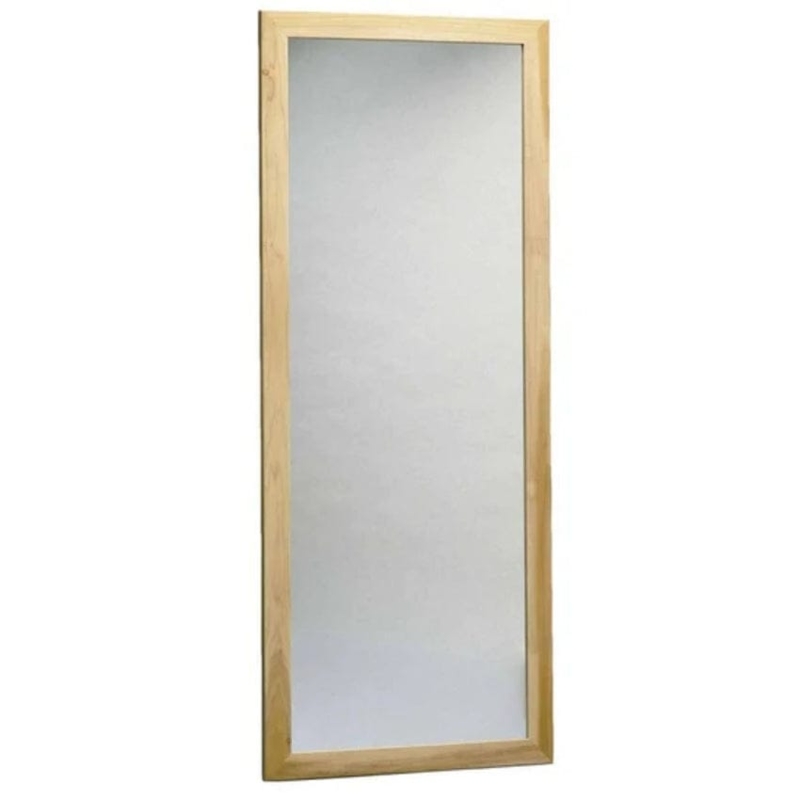 Full Length Mirror Wood-Toned Frame Alignment Grid Rolling Base