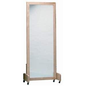 Full Length Posture Mirror Adjustable Tilt Grid Mobile Base