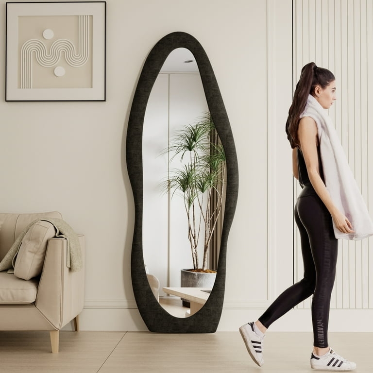 Full Length Wall Mirror featuring Distinctive Wavy Silhouette