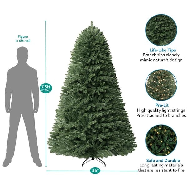 Full Profile Pre-Lit Artificial Spruce Christmas Tree Dense Tips