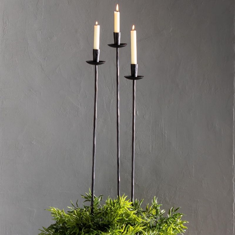 Garden Stake Candle Holder: Rustic Metal with Hurricane Glass