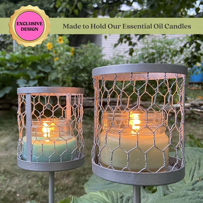 Garden Stakes: Silver Mason Jar Holders for Rustic Path Lighting