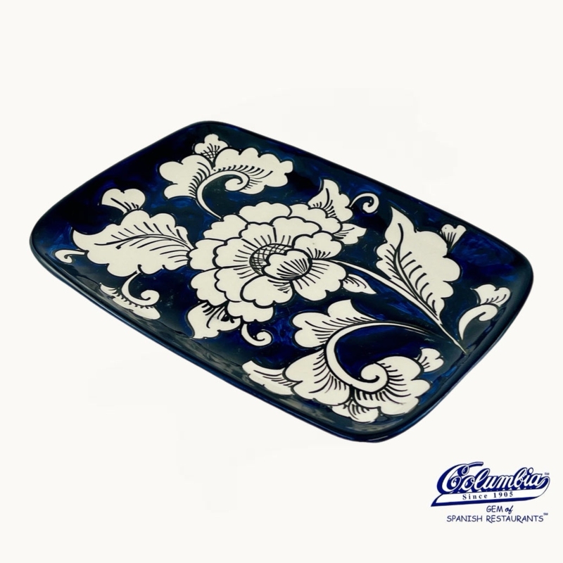 Gardenia Print Rectangular Tray with Integrated Cutout Handles