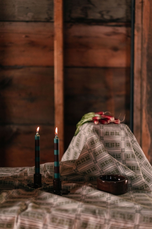 Geometric Star Candle Holder Set, Dark Wood, Low Profile Design Pair