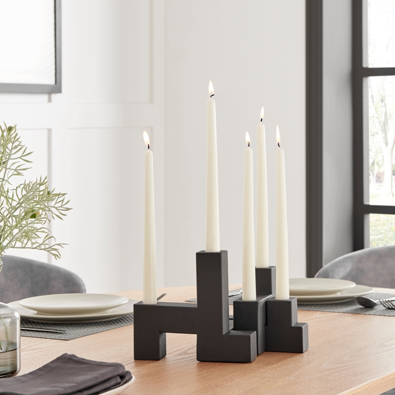 Geometric Wireframe Candle Holder Set Matte Metal Open Base