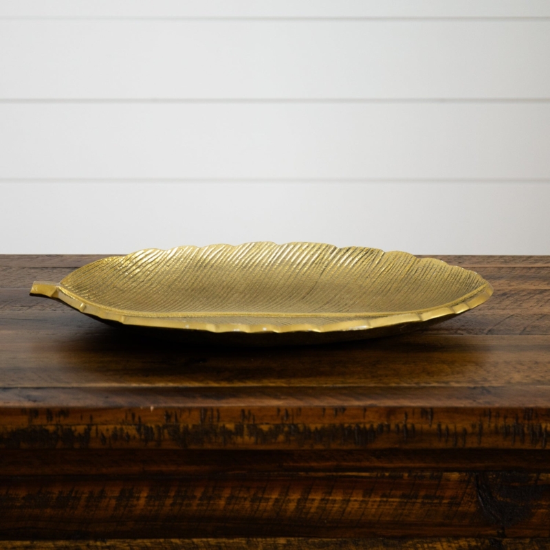 Ginkgo Leaf Coffee Table Accent Metallic Decorative Tray