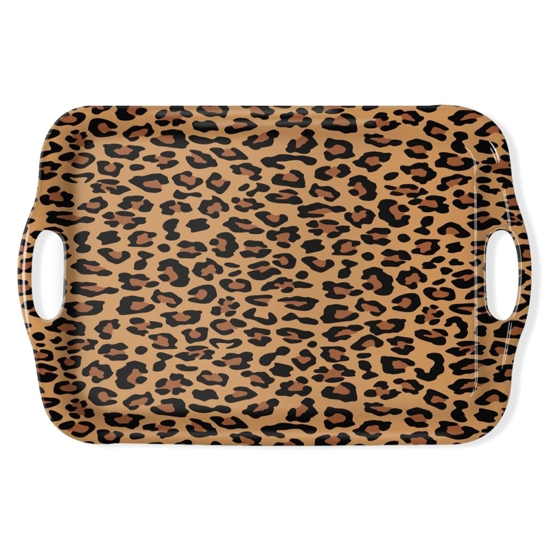 Glam Leopard Print Serving Tray with Cutout Handles (56 characters)