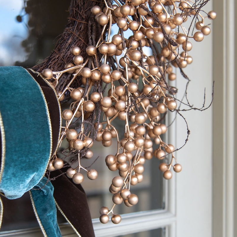 Glamorous Festive Front Door Accent Wreath with Metallic Finish