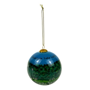Glass Bulb Ornament: Miniature Winter Landscape, Log Cabin Scene
