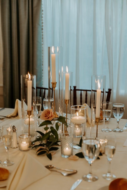 Glass Cylinder Candle Sleeves Nested Design White Floral Wedding Decor