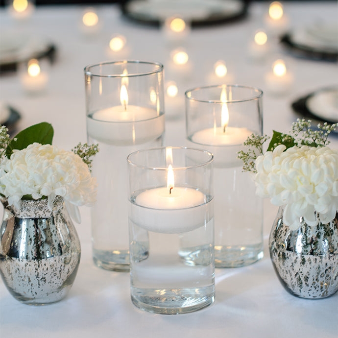 Glass Cylinder Vases Floating Candles Staggered Heights Modern Decor